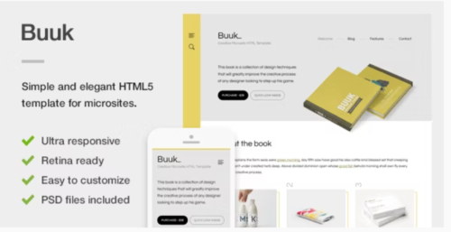 Buuk - A Unique Microsite & Landing HTML5 Template