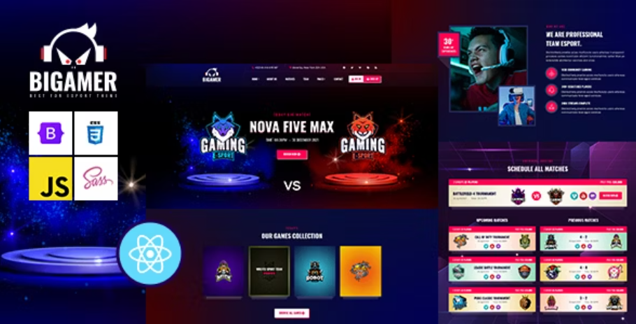 Bigamer - eSports And Gaming Tournaments React Js Template