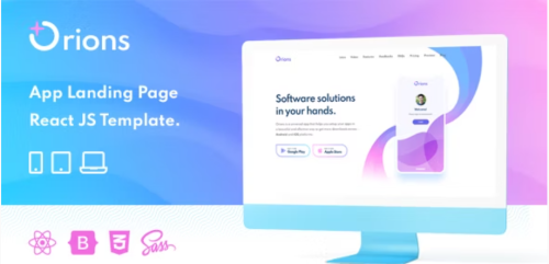 Orions – Responsive App Landing Page React JS Template