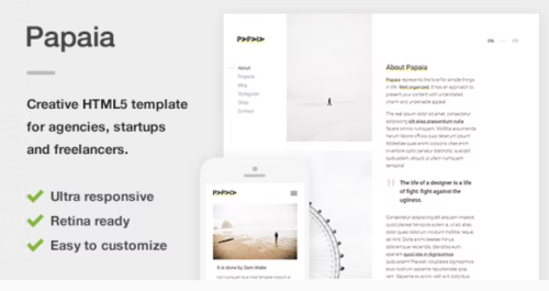 Papaia - Creative HTML5 Site Template for Agencies, Startups & Freelancers