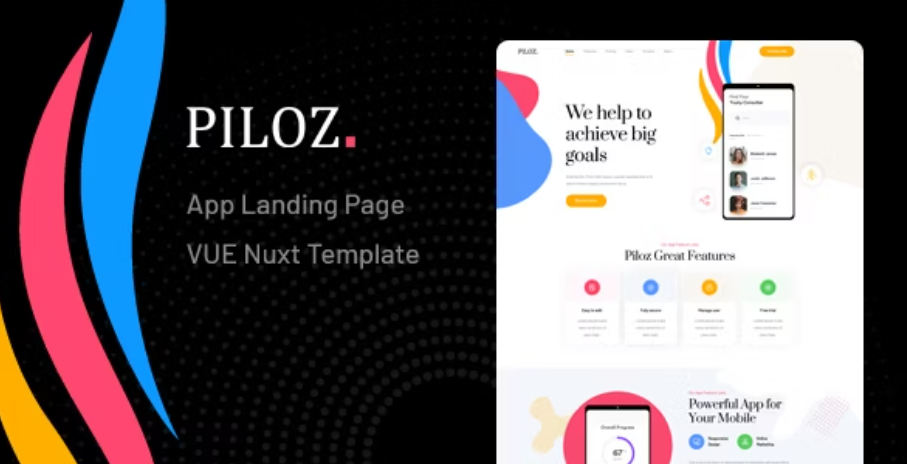 Piloz - Vue Nuxt App Landing Page Template