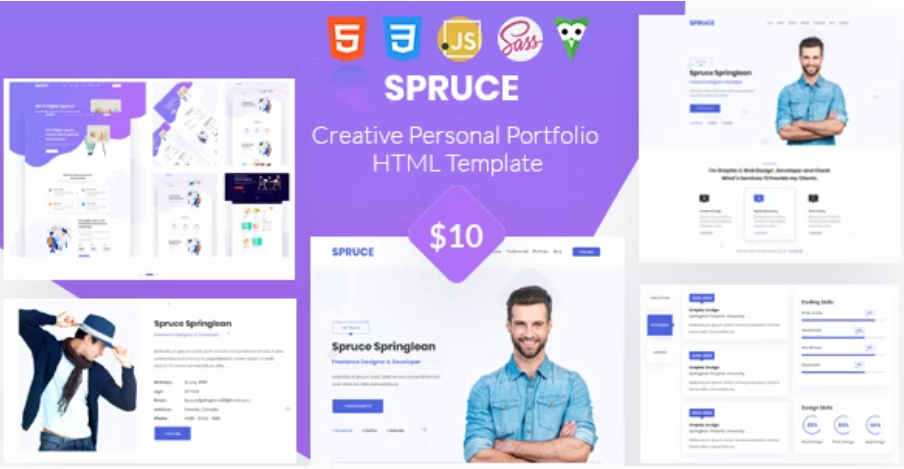 Spruce - Personal Portfolio and vCard Template