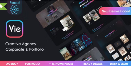 Vie - React Creative Portfolio & Agency template