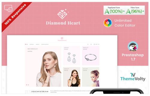 Diamond Heart Jewelry Store PrestaShop Theme