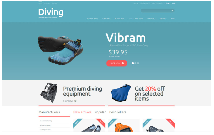 Diving Shop PrestaShop Theme