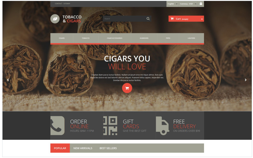 Tobacco and Cigars PrestaShop Theme