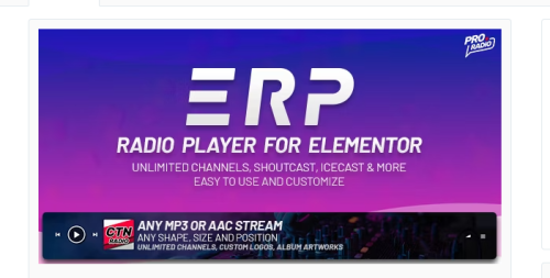 Erplayer – Radio Player for Elementor supporting Icecast, Shoutcast and more