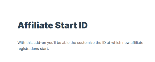 SliceWP – Affiliate Start ID Add-On