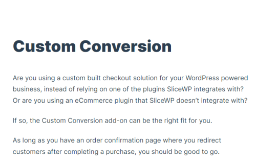 SliceWP – Custom Conversion Add-On