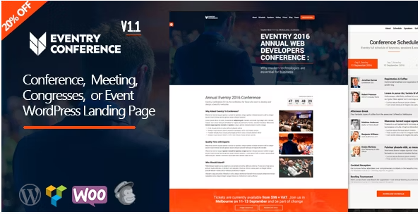 Eventry - Conference Meetup Landing Page WordPress Theme
