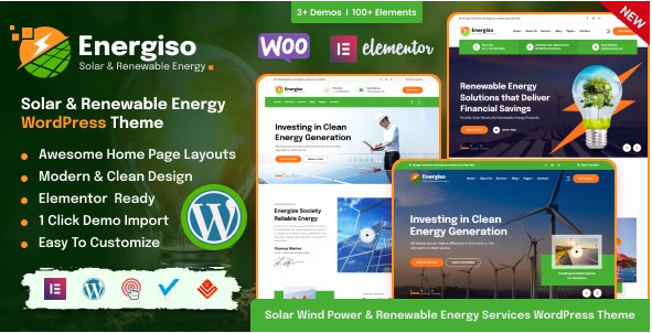 Energiso - Solar Technology & Renewable Energy WordPress Theme