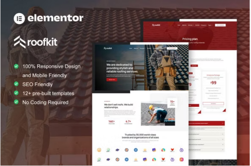RoofKit - Roofing Services Elementor Pro Template Kit