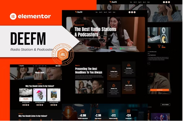 DeeFM - Radio Station & Podcaster Elementor Pro Template Kit