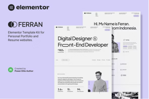 Ferran – Personal Portfolio & Resume Elementor Template Kit