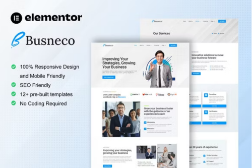 Busneco - Business Coach & Consulting Elementor Template Kit