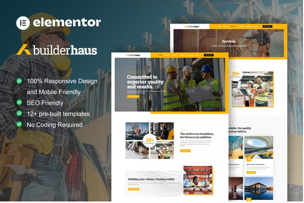 BuilderHaus - Construction Company Elementor Pro Template Kit