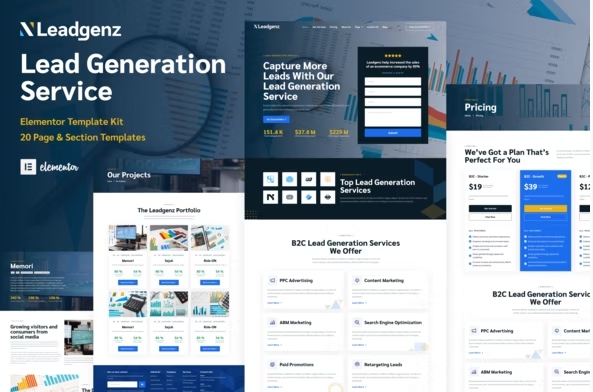 Leadgenz - Lead Generation & Sales Agency WordPress Elementor Template Kit