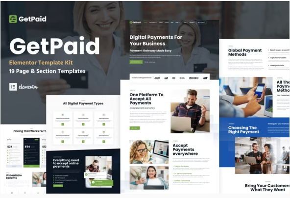 GetPaid - Payment Gateway & Fintech Service WordPress Elementor Template Kit