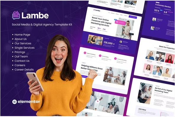 Lambe - Digital Marketing Agency Elementor Template Kits