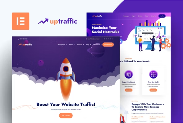 Uptraffic - Digital Marketing Agency Elementor Template Kit