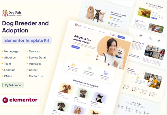 Dog Pals - Dog Breeder & Adoption Elementor Template Kit