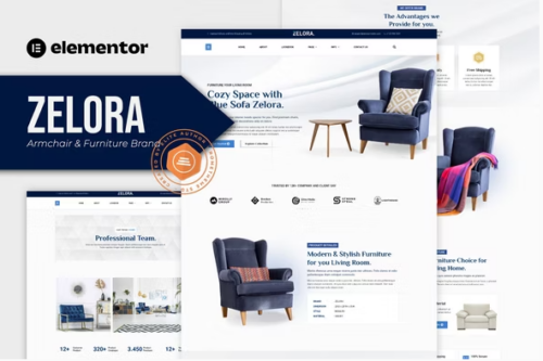 Zelora - Armchair & Furniture Brand Elementor Template Kit