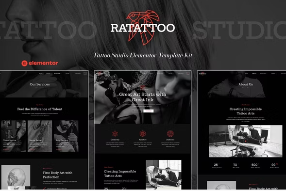 Ratattoo - Tattoo Studio Elementor Template Kit