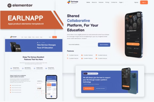 Earlnapp - Online Education App Elementor Template Kit