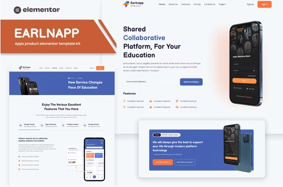 Earlnapp - Online Education App Elementor Template Kit