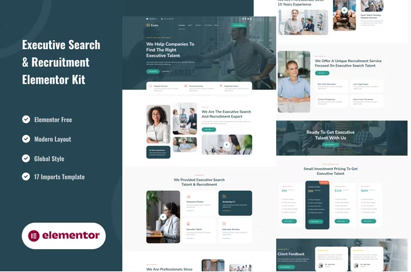 Exuta - Executive Search & Recruitment Service Elementor Template Kit