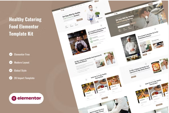 Restou - Healthy Catering Food Services Elementor Template Kit
