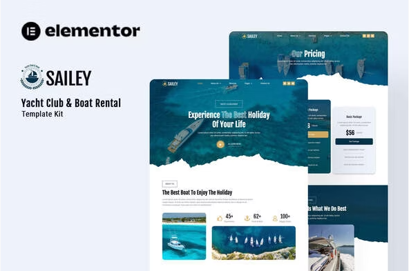Sailey - Yacht Club & Boat Rental Elementor Template Kit