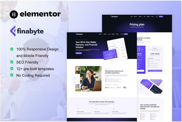 FinaByte - Saas & Fintech Startup Elementor Template Kit