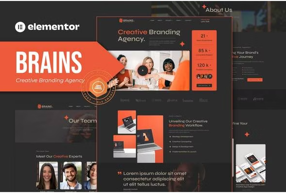 Brains - Creative Branding Agency Elementor Template Kit