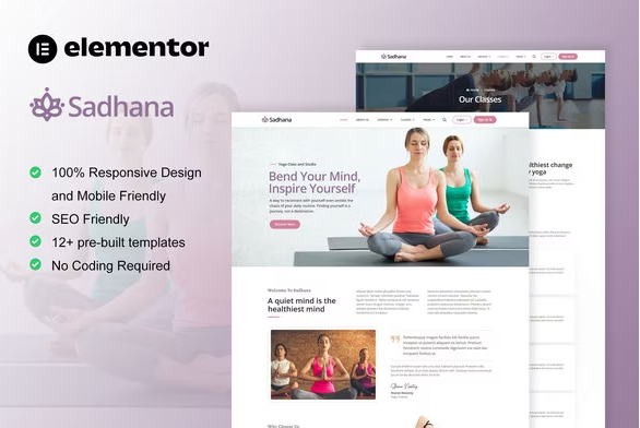 Sadhana - Yoga Teacher & Studio Elementor Template Kit