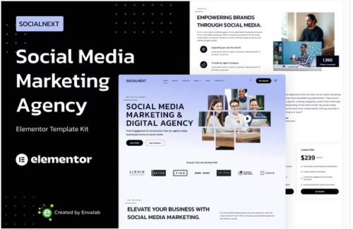 Socialnext - Social Media Marketing Agency Elementor Pro Template Kit