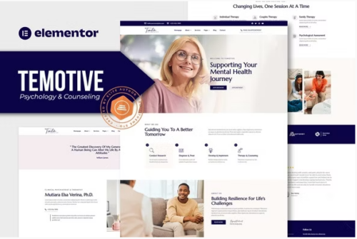 Temotive – Psychology & Counseling Elementor Template Kit