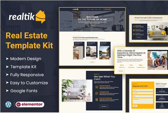 Realtik - Real Estate & Property Sales Elementor Template Kit