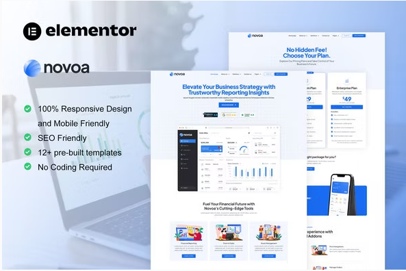 Novoa - Saas & Finance Software Service Elementor Template Kit