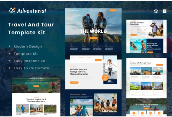 Adventurist - Travel & Tourism Agency Elementor Template Kit