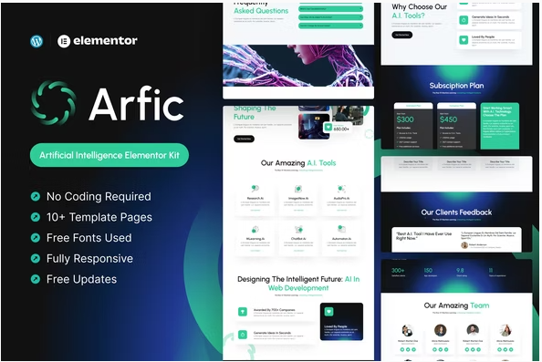 Arfic - Artificial Intelligence Elementor Pro Template Kit