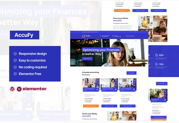Accufy - Accounting Consultant Service Elementor Template Kit