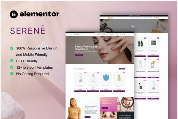 Serene - Beauty Shop & Skincare Elementor Pro Template Kit