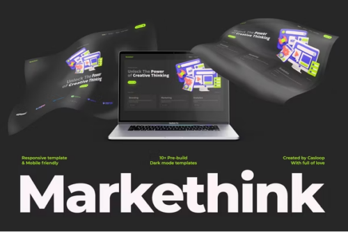 Markethink - Dark Mode Digital Marketing Agency Elementor Template Kit