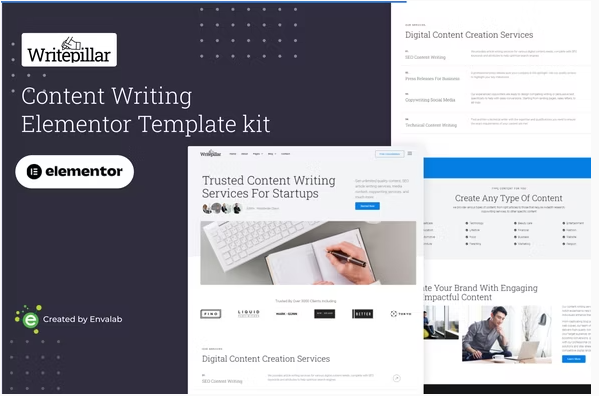 Writepillar - Content Writing Services Elementor Template Kit