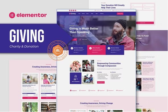 Giving - Charity & Donation Elementor Template Kit