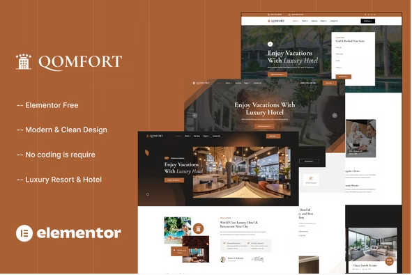 Qomfort - Hotel Booking Elementor Template Kit