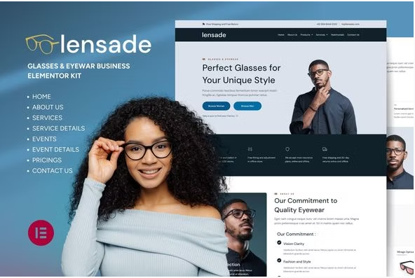 Lensade - Glasses & Eyewear Elementor Template Kit