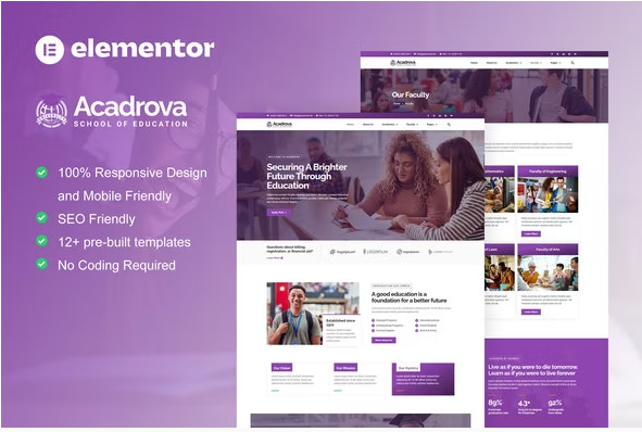 Acadrova - University & School Education Elementor Pro Template Kit