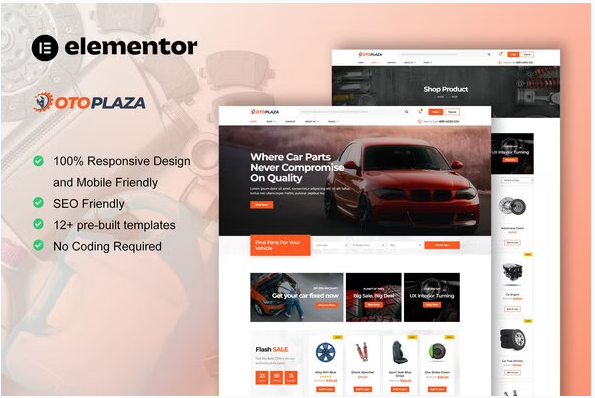 OtoPlaza - Auto Parts Store & Accessories Elementor Pro Template Kit